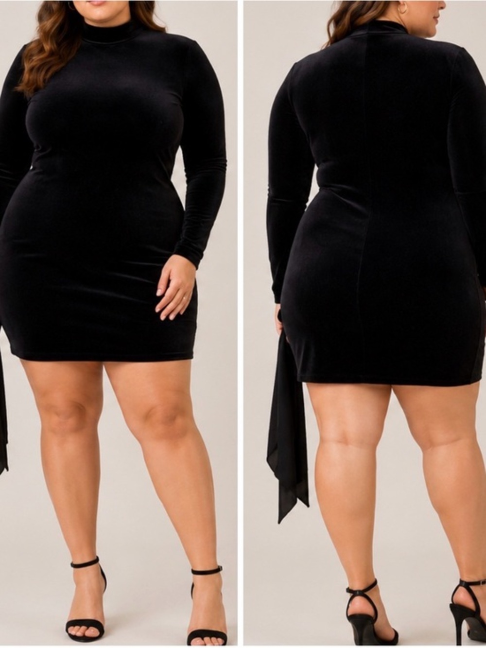 Likely Welcox Black Velvet Mock Neck Long Sleeve Cocktail Party Mini Dress